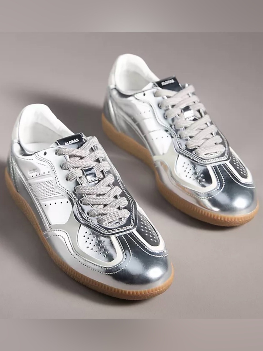 Alohas: TB.490 Rife Shimmer Silver Cream Leather Sneakers, 39